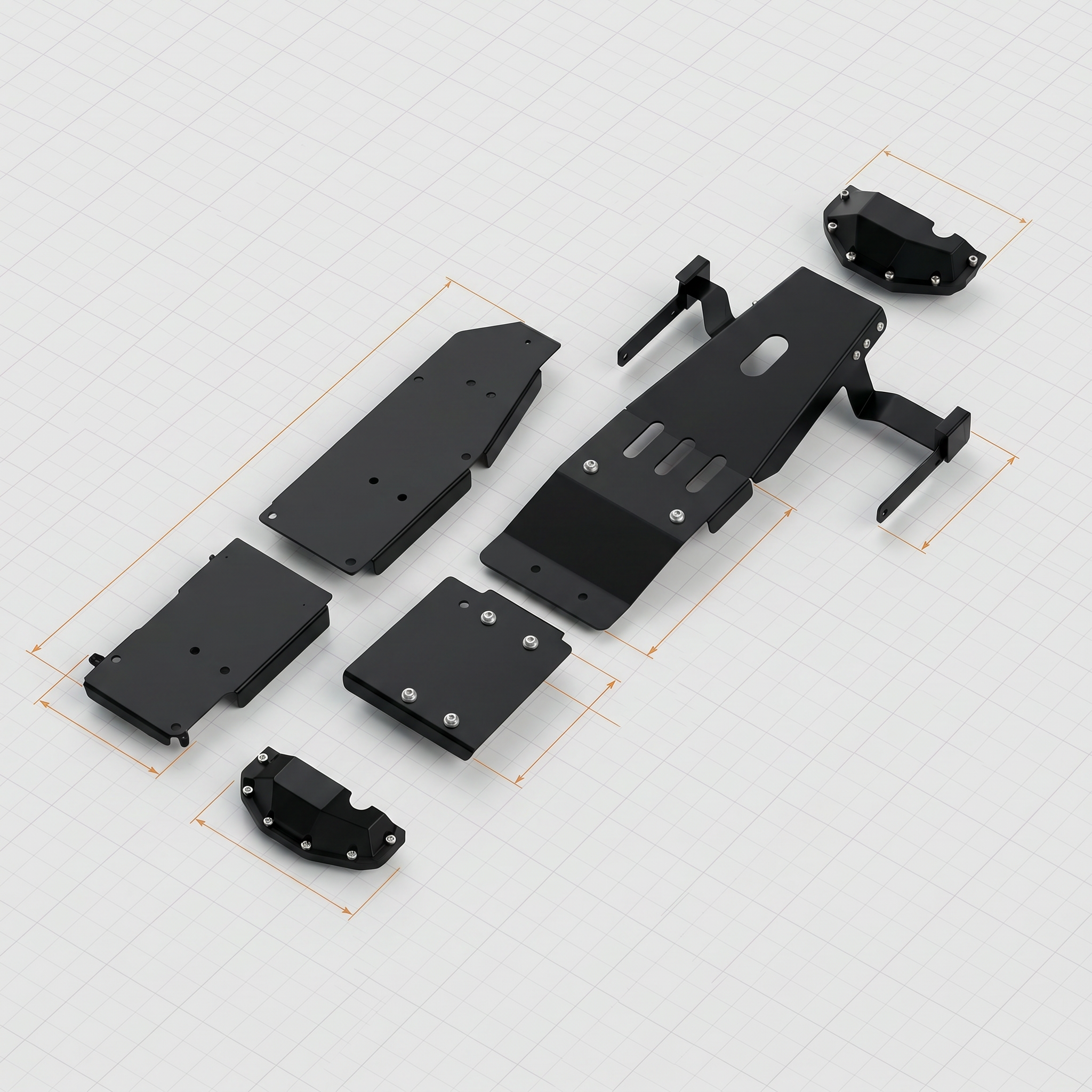Jeep Wrangler JL LWB - 5-Piece Aluminum Skid Plate Kit