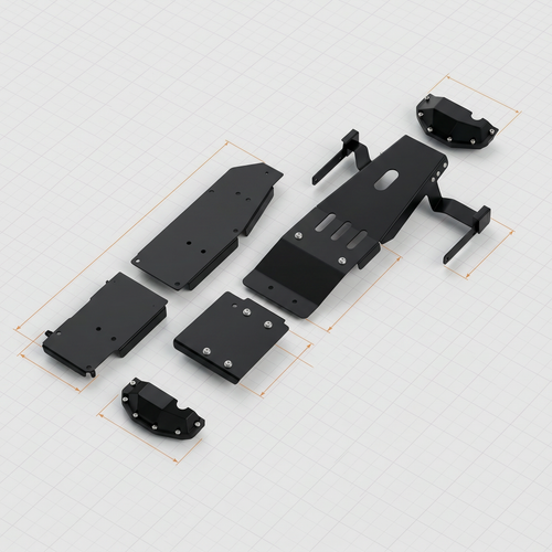 Jeep Wrangler JL LWB - 5-Piece Aluminum Skid Plate Kit